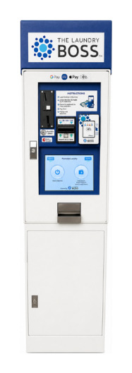 The Laundry Boss kiosk starting a washing machine
